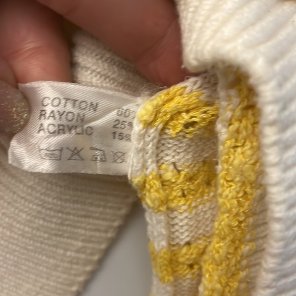 Vtg yellow striped Mala & Mori Sports Sylvester Cat embroidered knit vest top S - Picture 7 of 10